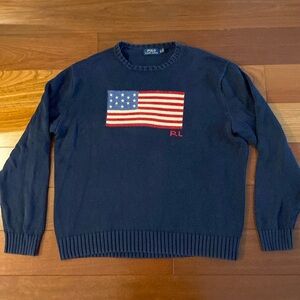 Vintage Ralph Lauren American flag iconic navy sweater